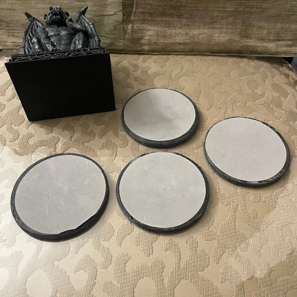 Gargoyle Gathering Coaster Set Gothic Celtic Knot Resin Stone Finish 5 Piece Set